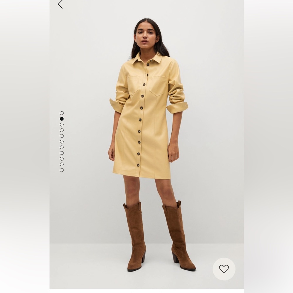 Mango Faux Leather Shirt Dress